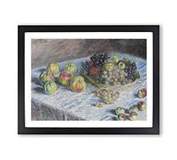 Apples And Grapes Vol.1 By Claude Monet Classic Painting Framed Wall Art Print, Ready to Hang Picture for Living Room Bedroom Home Office Décor, Black A3 (46 x 34 cm)