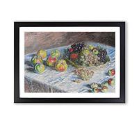 Apples and Grapes Vol.1 by Claude Monet Framed Print | A2 Black Framed Wall Art | Ready to Hang | Modern Historical Picture | Living Room Bedroom Lounge Office