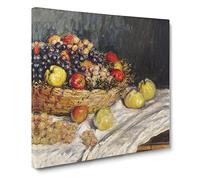 Apples And Grapes Vol.2 by Claude Monet Canvas Print | Gallery Wrapped 30mm Frame Wall Art | 20x20 inches | Ready to Hang | Impressionist Still Life Picture | Living Room Bedroom Lounge Office