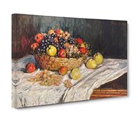 Apples And Grapes Vol.2 By Claude Monet Canvas Print | Gallery Wrapped 30mm Frame Wall Art | 30x20 inches | Ready to Hang | Impressionist Still Life Picture | Living Room Bedroom Lounge Office
