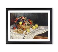Apples And Grapes Vol.2 By Claude Monet Classic Painting Framed Print | A4 Black Framed Wall Art | Ready to Hang | Classic Historical Picture | Living Room Bedroom Lounge Office