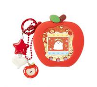 Apples Cute Charm Protective Case for Tamagotchi Paradise uni, Soft Silicone Cover with Heart or Star Pendant, Decorative Anti-Scratch Full Body Skin (Red)