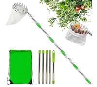 Apples Fruit Picker with 2-4meters Telescopic Handle & Cotton Bag, No-Ladder High Branch Tool for Home Garden, Backyard Orchard Apples Picking Tool Extendable Pole Avoids Bruising, Easy Collection