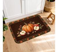 Apples Kitchen Mats for Floor, Farmhouse Rustic Pumpkins Flowers Fall Brown Soft Washable Decorative Kitchen Mats Decor for Sink Area Laundry Room Bathroom Entryway 20x31 Inch