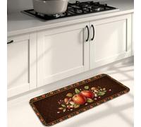 Apples Kitchen Mats for Floor, Farmhouse Rustic Pumpkins Flowers Fall Brown Washable Comfort Decorative Kitchen Mats Decor for Sink Area Laundry Room Bathroom Entryway 16x47 Inch