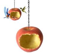 Apples Shape Bird Feeder Fruit Shape Bird Food Holder Resin Bird Feeder Outdoor Garden Yard Hanging Decoration