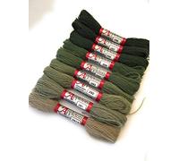 Appletons crewel wool JACOBEAN GREEN range 1 x 25m skein each colour 291a-298 so 9 skeins in total