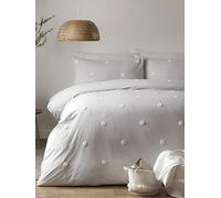 Appletree Signature Duvet Cover Set King - Dot Garden Design - 100% Cotton Bedding - White with Silver Polka Dots - Includes 1 Duvet Cover (230x220cm) & 2 Pillowcases (50x75cm)