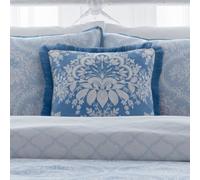 Appletree - Blue Delftware Cushion (43 x 43cm) - Velvet Cushion with Floral - Blue Damask Cushion with Filling Included - Cushion with Tassels - Cushions with Covers Included/Cushion Insert