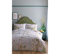 Appletree - Garden Foliage & Birds Duvet Cover - Super King Bedding Size (260 x 220cm) - 200 Thread Count - Piped Edge - 100% Cotton - 2 Pillowcases - Floral Duvet Cover in Natural - Flower Bedding