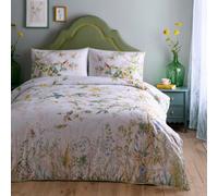 Appletree - Garden Foliage & Birds Duvet Cover - King Bedding Size (230 x 220cm) - 200 Thread Count - Piped Edge - Soft 100% Cotton - 2 Pillowcases - Floral Duvet Cover in Natural - Flower Bedding