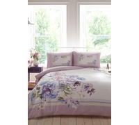 Appletree - Purple Lilac Floral Duvet Cover - Super King Bedding Size (260 x 220cm) - Reversible Designs - Soft 100% Cotton - 200 Thread Count - 2 Pillowcases - Botanical Flower Bedding in Purple