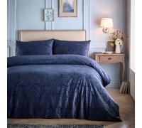 Appletree Berkley Embossed Velvet Floral Navy Duvet Cover Set