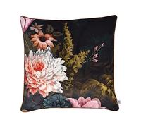Appletree - Black Floral Velvet Cushion (55 x 55cm) - Soft Touch Velvet Cushion - Filling Included - Piped Edge - Flower Cushion in Velvet - Black Velvet Cushion with Flowers - Luxury Cushion