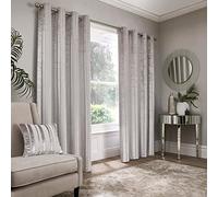 Appletree Boutique - Conrad - Jacquard Pair of Eyelet Curtains - 66" Width x 54" Drop (168 x 137cm) in Silver
