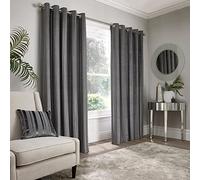 Appletree Boutique - Conrad - Jacquard Pair of Eyelet Curtains - 90" Width x 72" Drop (229 x 183cm) in Slate