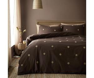 Appletree Boutique Dot Garden Chocolate Duvet Cover Set Single - Spots Tufted Bedding - Breathable Cotton - Includes 1 Duvet Cover (140 x 200cm) & 1 Pillowcase - Chocolate Spots Bedroom Set