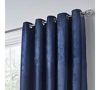 Appletree Boutique - Jasper - Embossed Pair of Eyelet Curtains - 66" Width x 54" Drop (168 x 137cm) in Navy