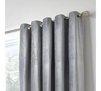 Appletree Boutique - Jasper - Embossed Pair of Eyelet Curtains - 90" Width x 90" Drop (229 x 229cm) in Silver