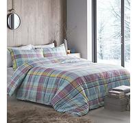Applecross Check 100% Brushed Cotton Duvet Cover Set Blue/Pink