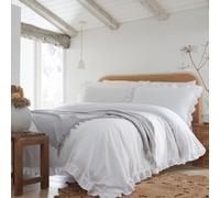Appletree White Frill Duvet Cover - Double Size (200x200cm) - Soft 100% Cotton - 2 Pillowcases - Ruffle Bedding Set - Vintage White Bedroom Style