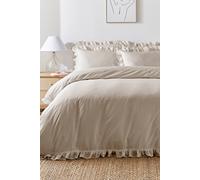 Appletree 'Cassia Frill' 100% Cotton Relaxed Look Duvet Cover Set in Natural | Size: Single Appletree Natural Single