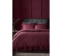 Appletree 'Cassia Frill' 100% Cotton Relaxed Look Duvet Cover Set in Red | Size: Double Appletree Red Double