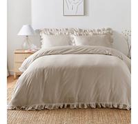 Appletree Cassia Frill 100% Cotton Relaxed Look Natural Duvet Cover Set
