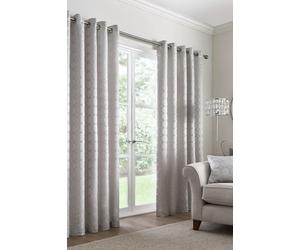 Appletree 'Cassina' Circular Patterned Pair of Eyelet Curtains in Silver | Size: 168 cm width x 137 cm drop Appletree Silver 168 cm width x 137 cm drop