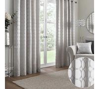 Appletree Cassina Jacquard Lined Eyelet Curtains Silver