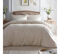 Appletree - Champagne Floral Duvet Cover - Super King Bedding Size (260 x 220cm) - Heavyweight Jacquard Duvet Cover - Soft Touch Microfibre - 2 Pillowcases - Flower & Bird Duvet Cover - Luxury Bed Set