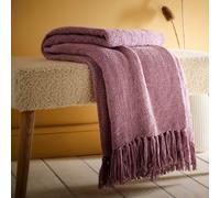 Appletree Heather Chenille Throw - 130 x 180cm - Purple Sofa Blanket - Textured Knit Throw with Tassels - Heather Woven Blanket - Home Furnishings Accessory