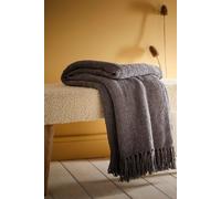 Appletree - Grey Chenille Throw/Blanket (130 x 180cm) - Charcoal Grey Sofa Throw - Textured Throw in Dark Grey - Grey Woven Blanket - Slate Grey Knit Blanket - Throw With Tassels - Home Decor