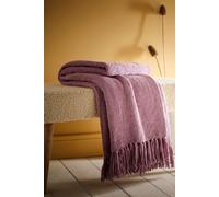 Appletree - Heather Chenille Throw/Blanket (130 x 180cm) - Purple Sofa Throw - Textured Throw in Purple Heather - Heather Purple Woven Blanket - Purple Knit Blanket - Throw With Tassels - Home Decor