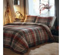 'Connolly' 100% Brushed Cotton Duvet Cover Set Appletree Red Single
