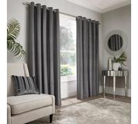 Appletree Conrad Striped Woven Pair Of Dark Grey Eyelet Curtains