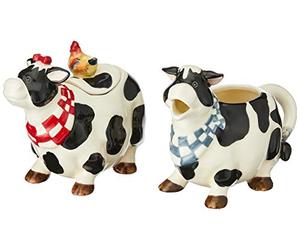 Appletree Design Barn Yard Cow Sugar and Creamer Set, 4-3/8-Inch, 4-1/2-Inch