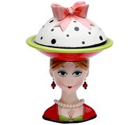 Appletree Design Small Multicolor Ceramic Cake Stand, Lady's, 8-Inch, Includes Cover