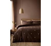 Appletree 'Dot Garden' 100% Cotton Embellished Duvet Cover Set in Chocolate | Size: Double Appletree Chocolate Double