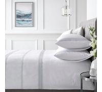 Appletree Boutique Embroidered Duvet Cover Set - Super King Size White (260x220cm) - 100% Cotton 200TC Hotel Quality - Duvet & 2 Pillowcases Included - Luxury Soft Bedding with Elegant Embroidery