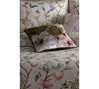 Appletree Velvet Cushion - Green Floral & Dragonfly Reversible Design - 43 x 43cm Soft Touch Decorative Pillow with Filling - Piped Edge Cushion for Sofa, Bed & Home Decor - Matching Bedding Available