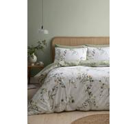 Appletree Heritage Floral Trellis Green Duvet Cover Set Double - Floral Piping Trim Bedding - Breathable Cotton - Includes 1 Duvet Cover (200 x 200cm) & 2 Pillowcases - Green Floral Bedroom Set
