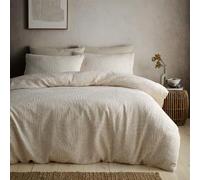 Appletree Fossil Jacquard Duvet Cover Set Double 200 x 200cm - Textured Jacquard Bedding in Natural Colour, Includes 2 Pillowcases