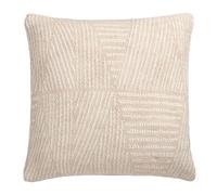 Appletree Geometric Cushion - Natural Woven Cotton Decorative Pillow - 43 x 43cm with Filling - Textured Cushion Cover for Sofa, Bed & Home Decor - Neutral Beige Accent Cushion