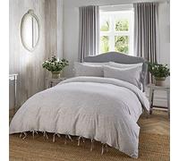 Appletree - Grey Floral Duvet Cover - Double Bedding Size (200 x 200cm) - Soft 100% Cotton Sateen - Ribbon Ties - 2 Pillowcases - Vintage Bedding with Flowers Print - Botanical Bed Set