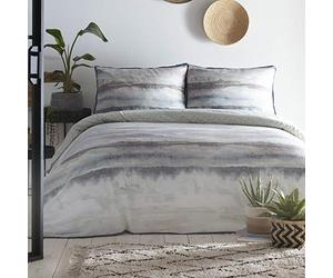 Appletree - Grey Tie Dye Duvet Cover - Single Bedding Size (140 x 200cm) - 100% Cotton - Piped Edge - Reversible Designs - 1 Pillowcase - Cloudy Sky Duvet Cover - Sky Ombre Bedding in Blue/Grey