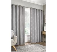 'Harvest' Jacquard Pair of Eyelet Curtains Appletree Silver 167cm width x 183cm drop