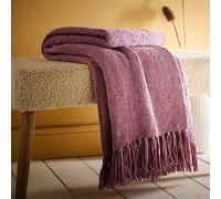 Appletree - Heather Chenille Throw/Blanket (130 x 180cm) - Purple Sofa Throw - Textured Throw in Purple Heather - Heather Purple Woven Blanket - Purple Knit Blanket - Throw With Tassels - Home Decor