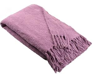 Appletree Heather Chenille Throw - 130 x 180cm - Purple Sofa Blanket - Textured Knit Throw with Tassels - Heather Woven Blanket - Home Furnishings Accessory