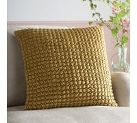 Appletree Heritage Bobble Velvet Filled Cushion 55 x 55cm - Ochre Decorative Scatter Pillow with Soft Textured Velvet Cover and Raised Bobble Detailing, Stylish Accent Cushion for Sofa or Bed